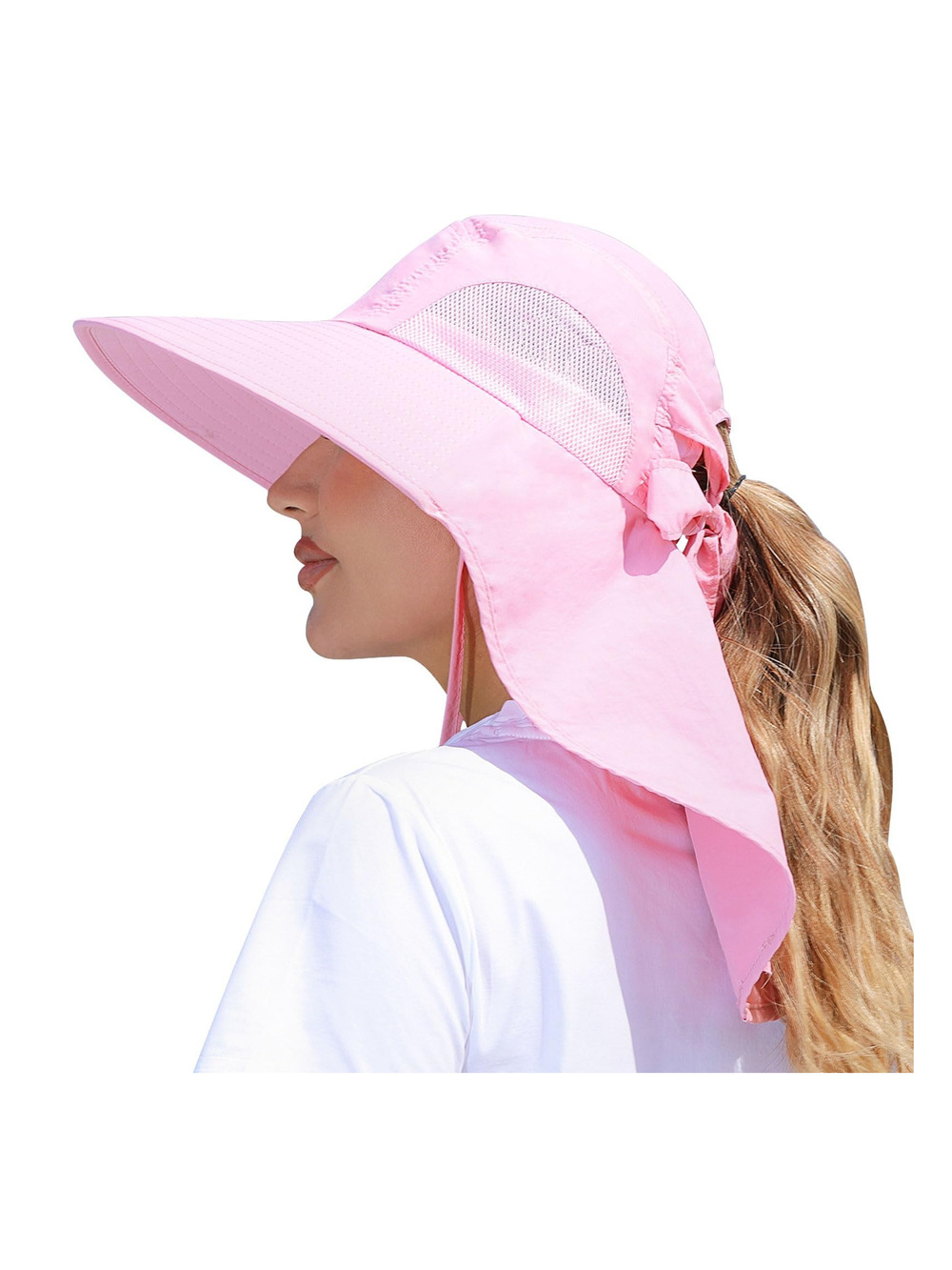 Womens Sun Hat Outdoor UV Protection Wide Brim Fishing | Sun Hat-Pink | Size OS